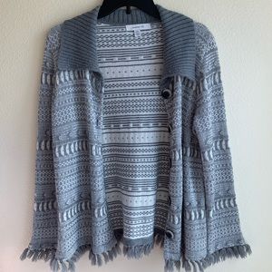EUC Madison Hill Sz-L/G  Grey & White Acrylic/Wool blend L/S Button Cardigan